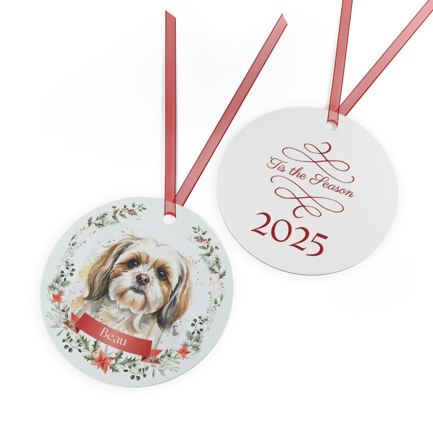 Personalized Pet Metal Ornament, Custom Holiday Keepsake, Dog Lover Gift, Festive Decoration 2025, Christmas Decor