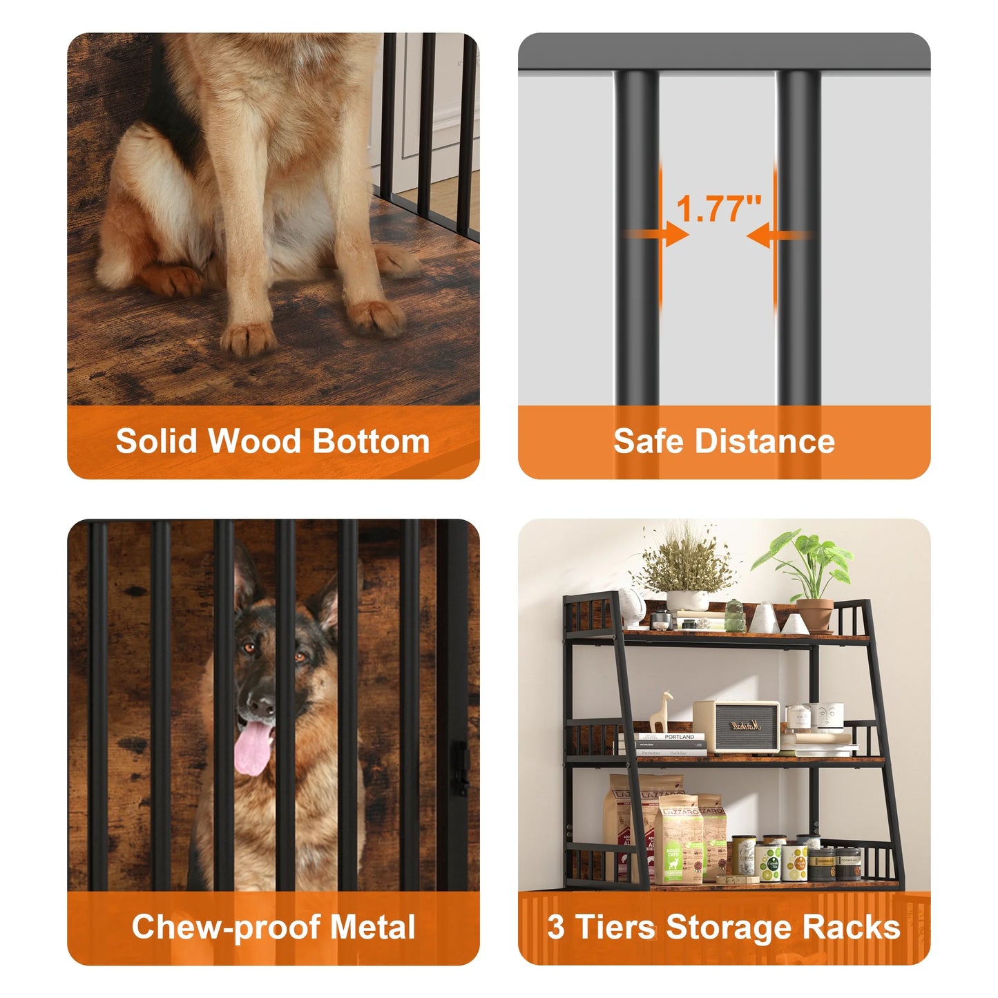 Wooden Dog Crate Furniture with Storage Shelves,Heavy Duty Dog Kennels for inside with 2 Door Wheeled & 3-Layer for Small Medium Dogs,29.1"L X 18.9"W X 55.1"H