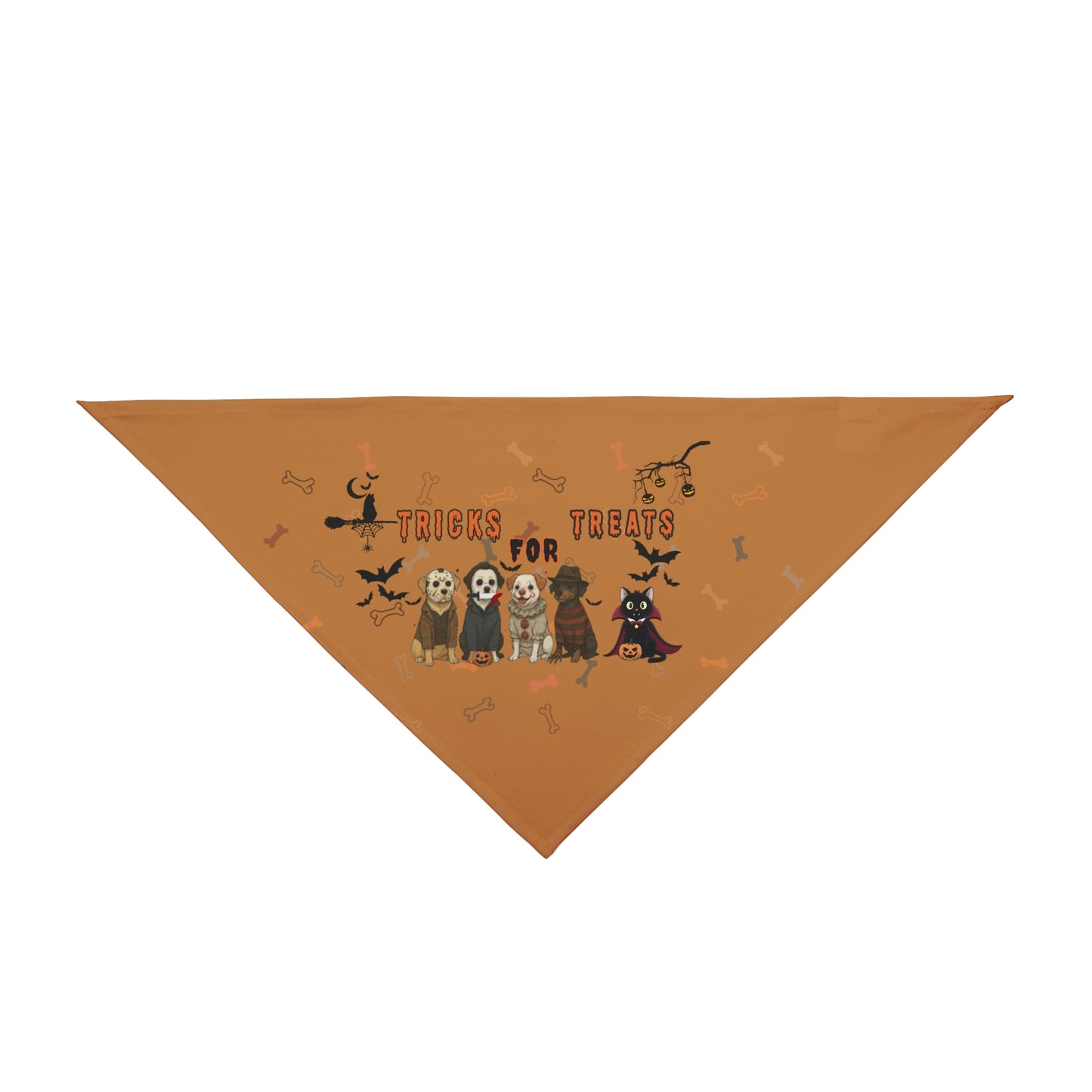 Halloween Pet Bandana - Tricks For Treats, Dog Costume Accessory, Fall Pet Fashion, Spooky Pet Wear, Trick or Treat Bandana