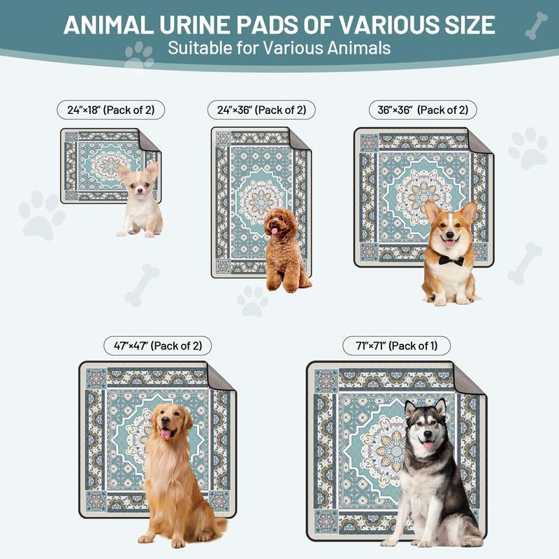 Washable Dog Pee Pads - Soft Stitched, High Absorb (Leakproof, Quick-Dry), Non-Slip Reusable - 24"X18" to 71"X71" for Multi-Scene Use