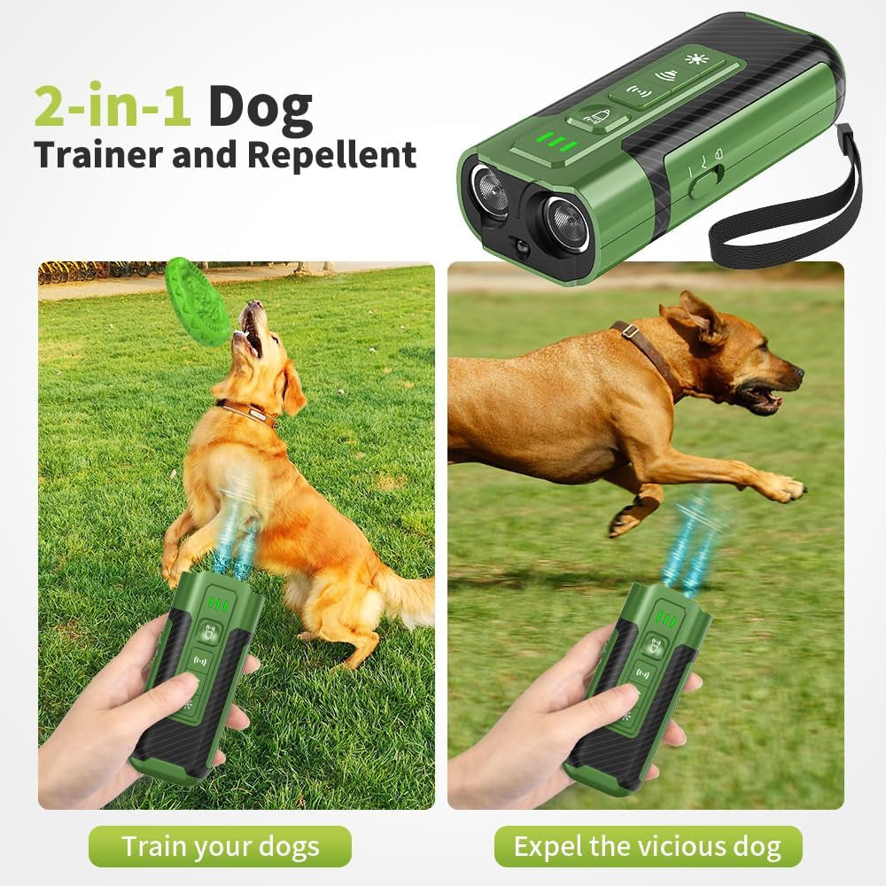 Dog Bark Deterrent Device, anti Barking Device for Dogs, Long-Range Ultrasonic Stop Bad Behavior, Rechargeable and Portable Dog Barking Control Device, Safe for Dogs & Humans