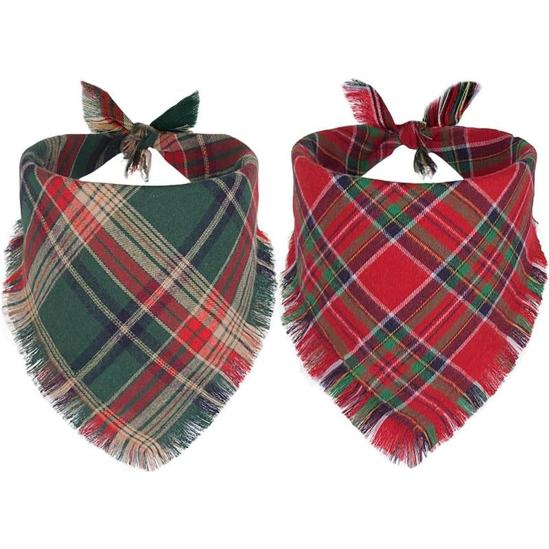 2PCS Fall Dog Bandanas,Halloween Dog Bandanas,One Side Orange Plaid,The Other Side Pumpkin or Spider Web Bibs,Holiday Pet Scarf for Boy and Girl Dogs,Thanksgiving Pet Outfit for Medium to Large Dogs