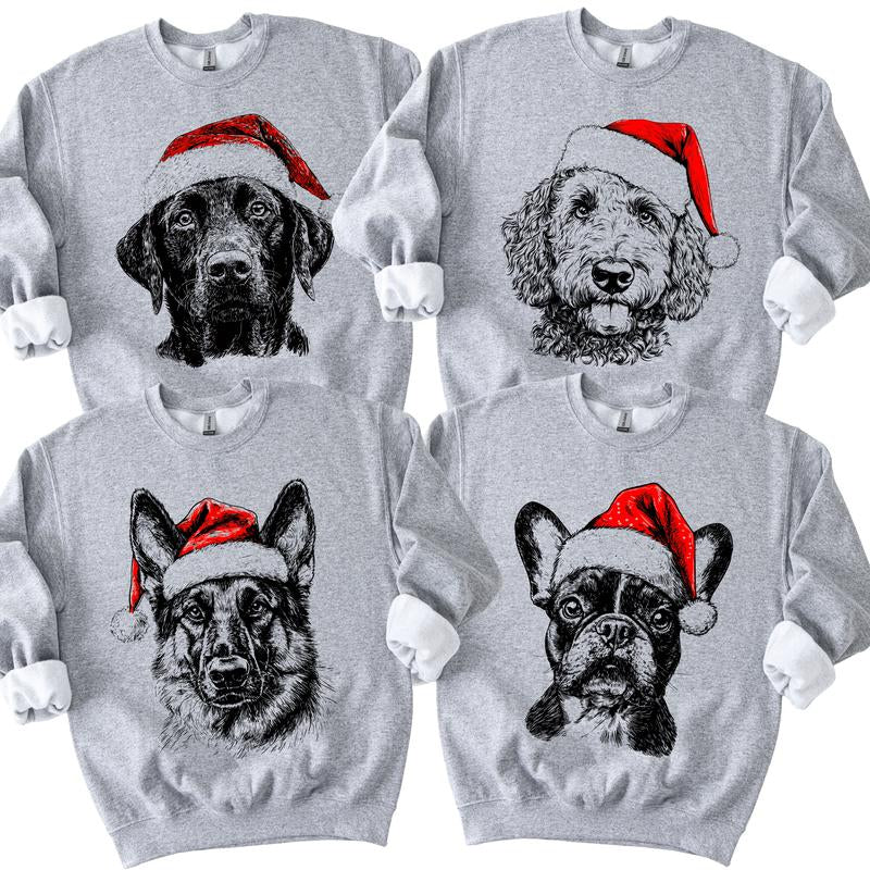 Santa Paws Christmas Dog Sweatshirt β 50 Dog Breeds in Festive Santa Hat | Gildan Unisex Holiday Pullover