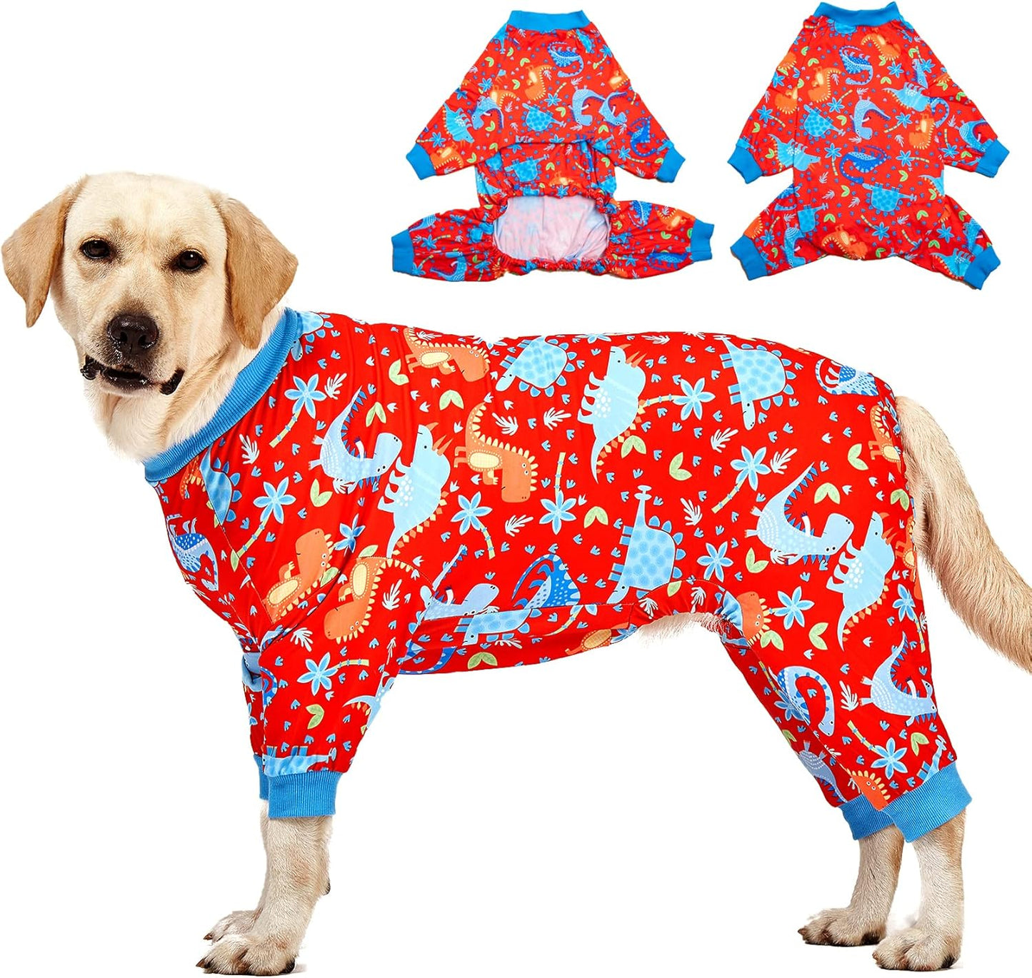 Pitbull Large Dog Clothes, Wound Care/Post Surgery Dog Clothes, Lost World Dinosaurs Print, UV Protection, Pet Anxiety Relief, Large Dog Onesies, Pet Pj'S/L