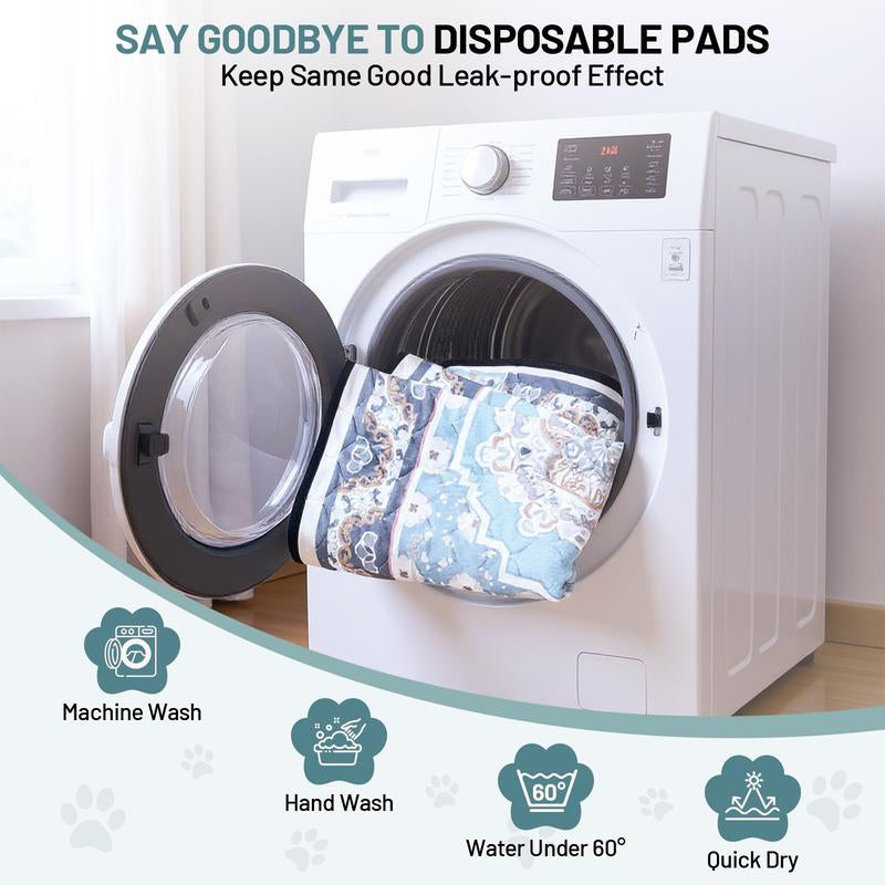 Washable Dog Pee Pads - Soft Stitched, High Absorb (Leakproof, Quick-Dry), Non-Slip Reusable - 24"X18" to 71"X71" for Multi-Scene Use