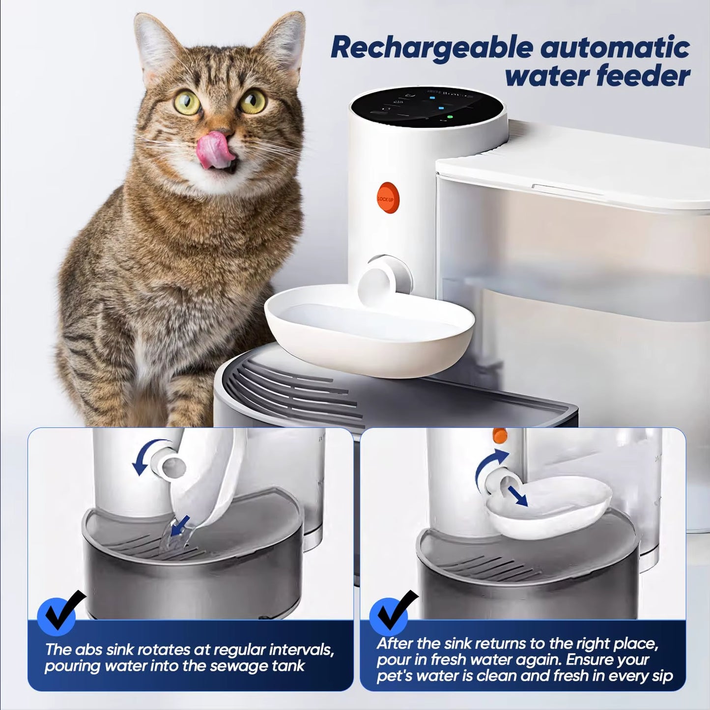 Pet Water Fountain Wireless Pour-Over Ultra-Quiet Design Cat Water Dispenser Automatic Dog Water Dispenser Cat Accessories