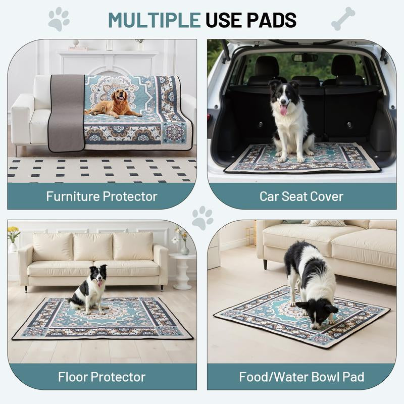Washable Dog Pee Pads - Soft Stitched, High Absorb (Leakproof, Quick-Dry), Non-Slip Reusable - 24"X18" to 71"X71" for Multi-Scene Use