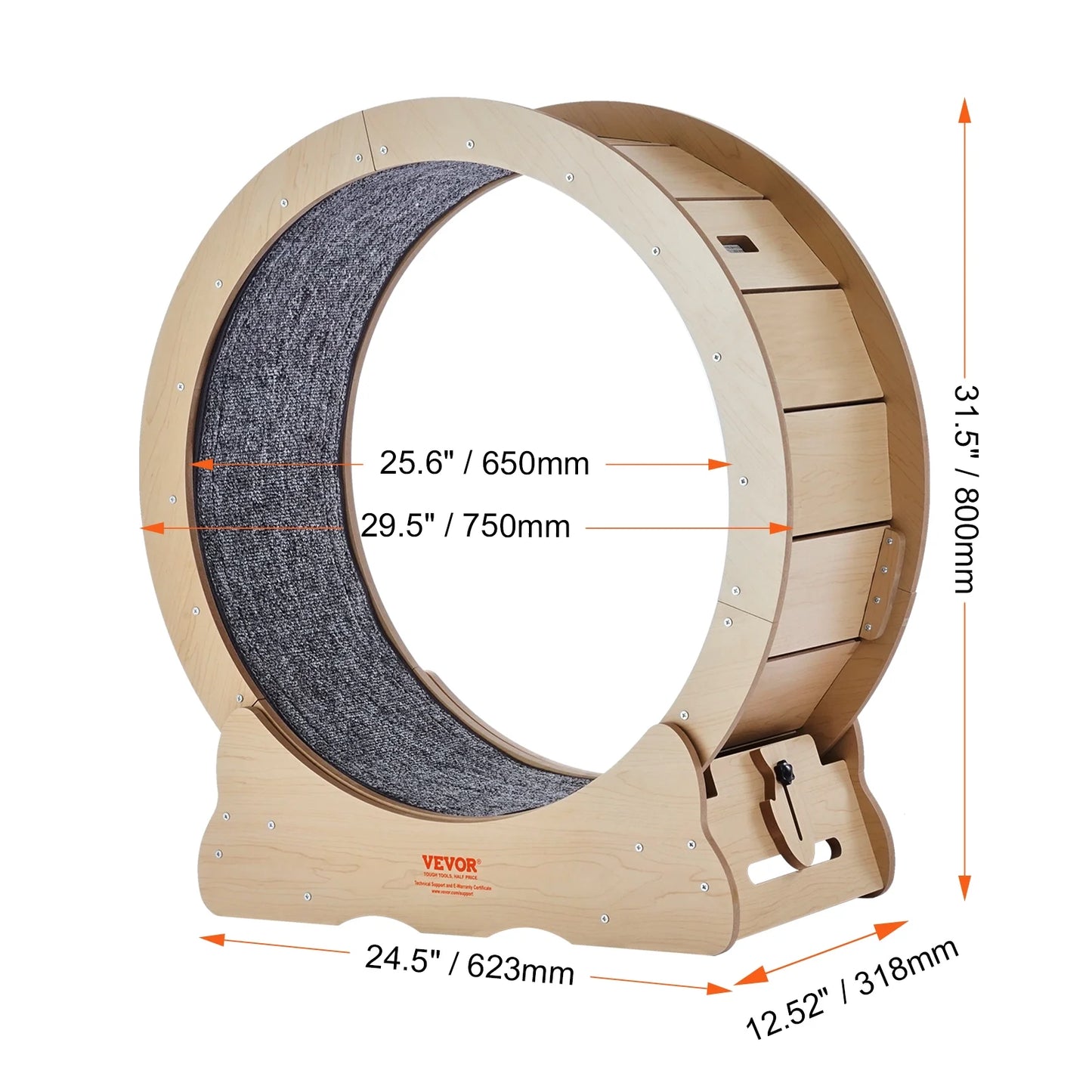Cat Exercise Wheel, Large Cat Treadmill Wheel for Indoor Cats, 29.5 Inch Cat Running Wheel with Detachable Carpet and Cat Teaser for Running/Walking/Training, Suitable for Most Cats