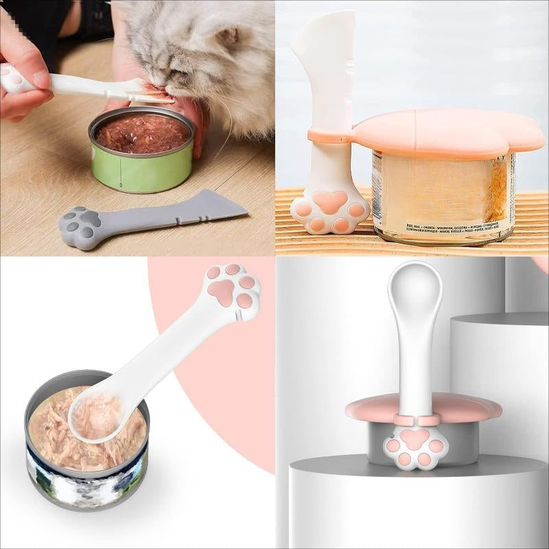 4PCS Pet Food Can Lid/Cat Paw Spoon Dog Universal Silicone Reusable Cap Silicone Material Cat Paw Can Opener Freshness Sealing Lid Can Be Washed