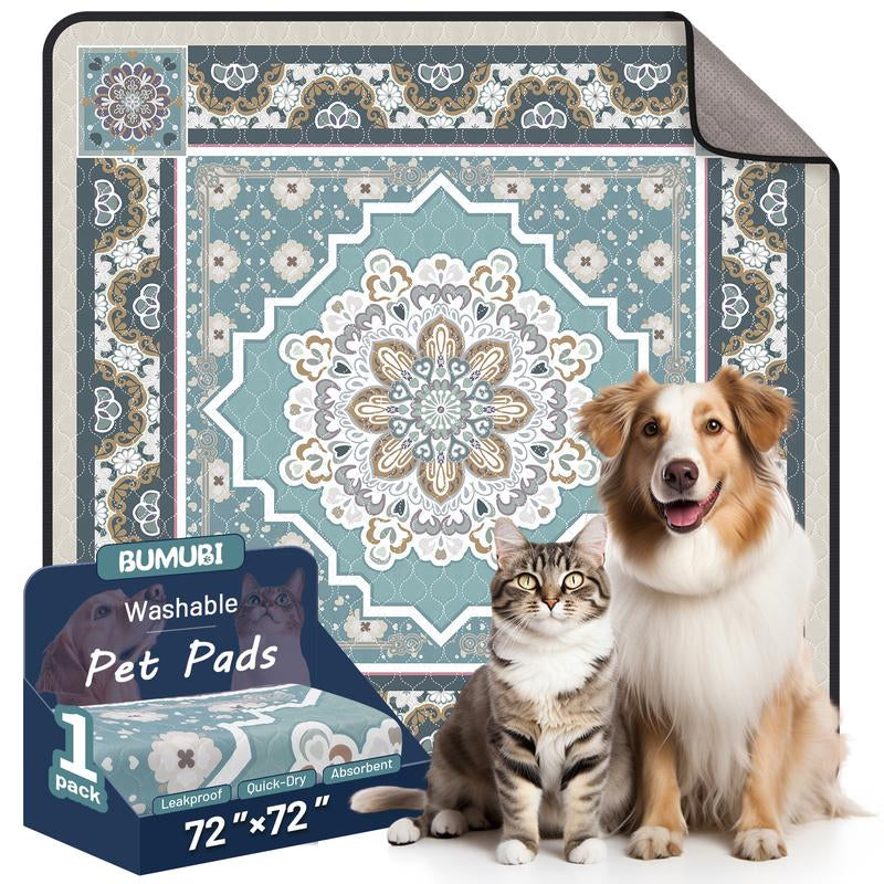 Washable Dog Pee Pads - Soft Stitched, High Absorb (Leakproof, Quick-Dry), Non-Slip Reusable - 24"X18" to 71"X71" for Multi-Scene Use