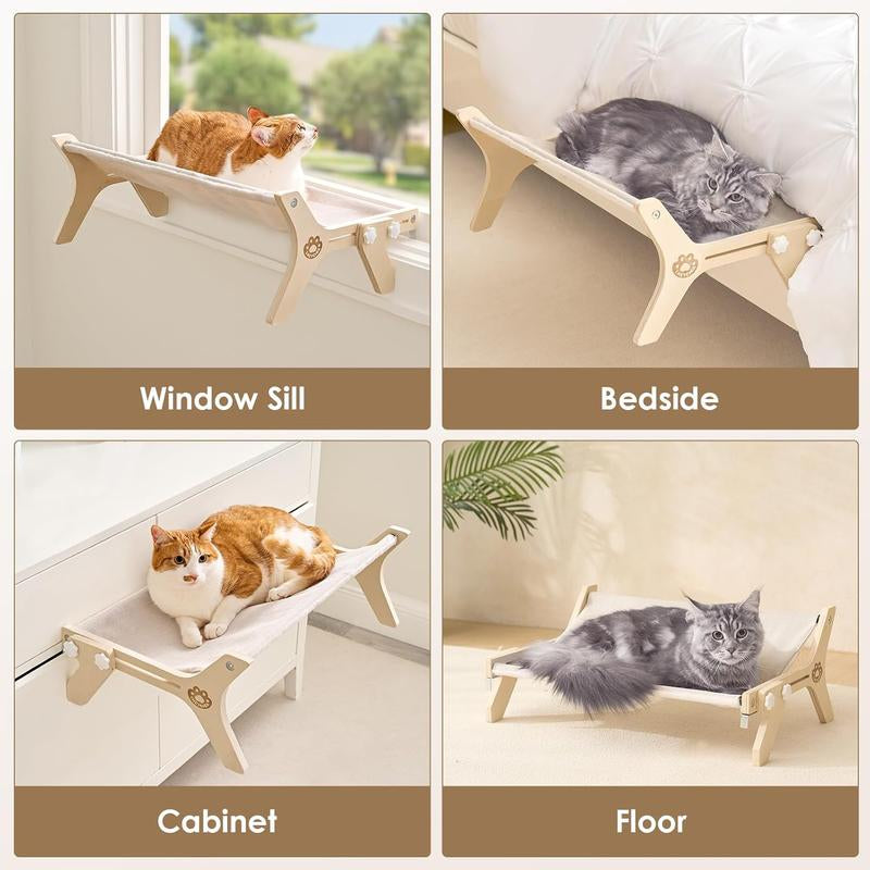 EHEYCIGA Cat Window Perch 23.2×15.2×8.6 Inches for Cats Inside, Adjustable Cat Hammock with Premium Hardwood & Robust Metal Frame