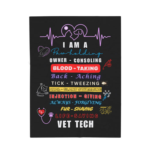 Vet Tech Inspired Plush Blanket, Pet Owner Gift, Cozy Throw for Animal Lovers, Veterinary Technician Decor, Heartbeat Design Blanket