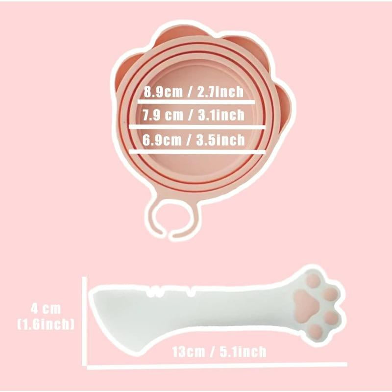 4PCS Pet Food Can Lid/Cat Paw Spoon Dog Universal Silicone Reusable Cap Silicone Material Cat Paw Can Opener Freshness Sealing Lid Can Be Washed