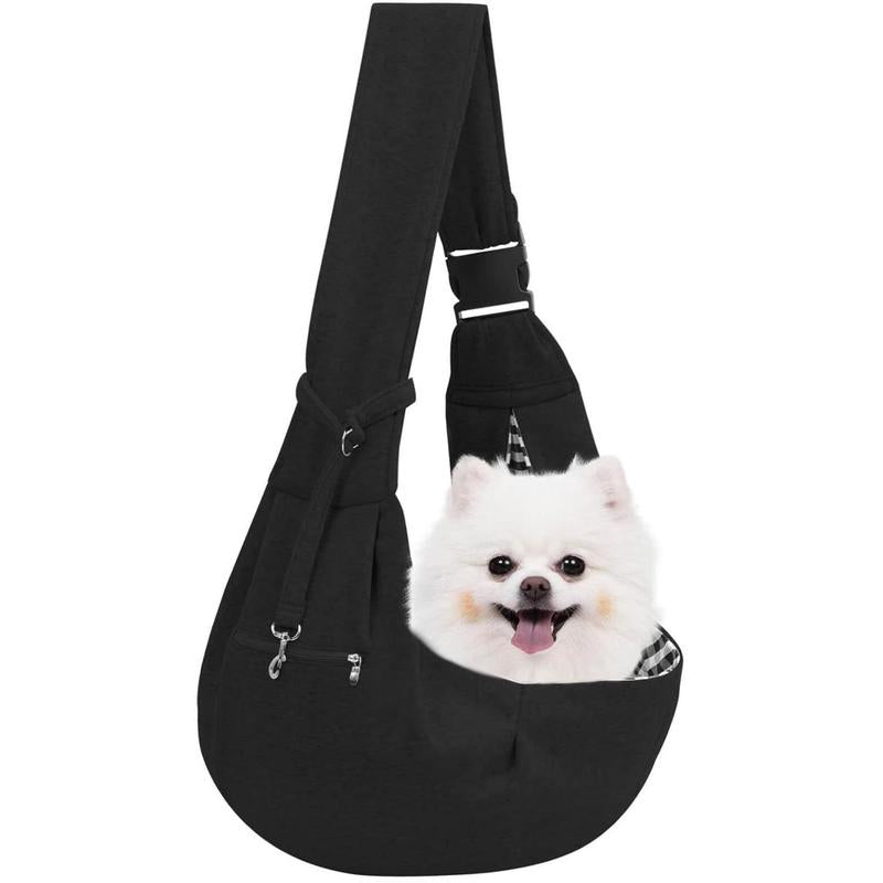 Adjustable Dog Carrier Sling - Hand-Free Dog Carriers for Small Dogs and Cats, Puppy Sling Carrier with Zipper Purse Pocket, Travel Safety Harness, Puppy Essentials (Gray)