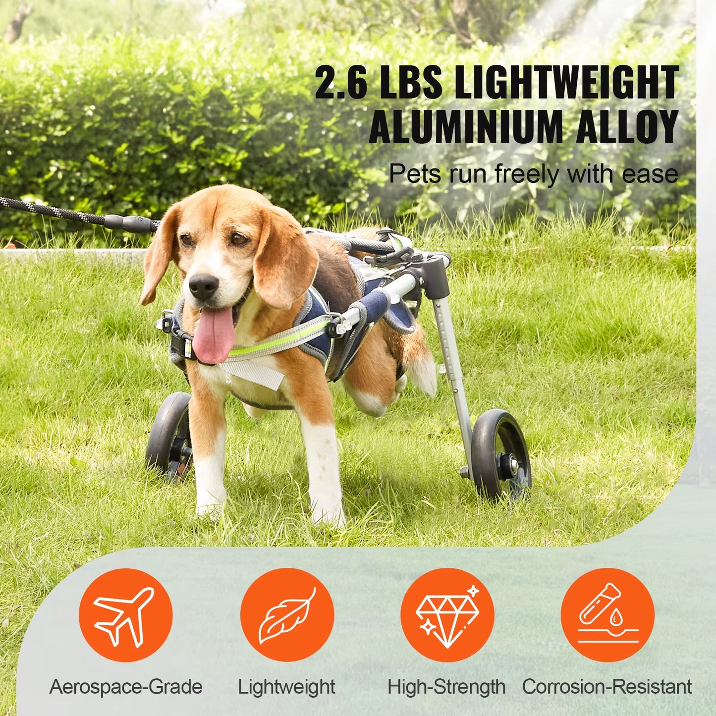 Succebuy 2 Wheels Dog Wheelchair for Back Legs Pet Wheelchair Dog Cart/Wheelchair for Disabled Paralysis Hind Limb Weak Pet