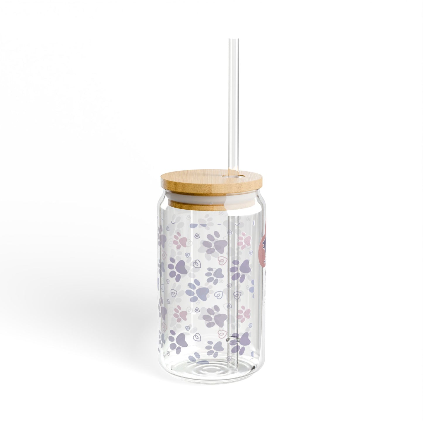 Floral Sipper Glass, 16oz - Stylish Drinkware for Home, Gift Idea, Eco-Friendly Glass, Cute Water Bottle, Travel Cup