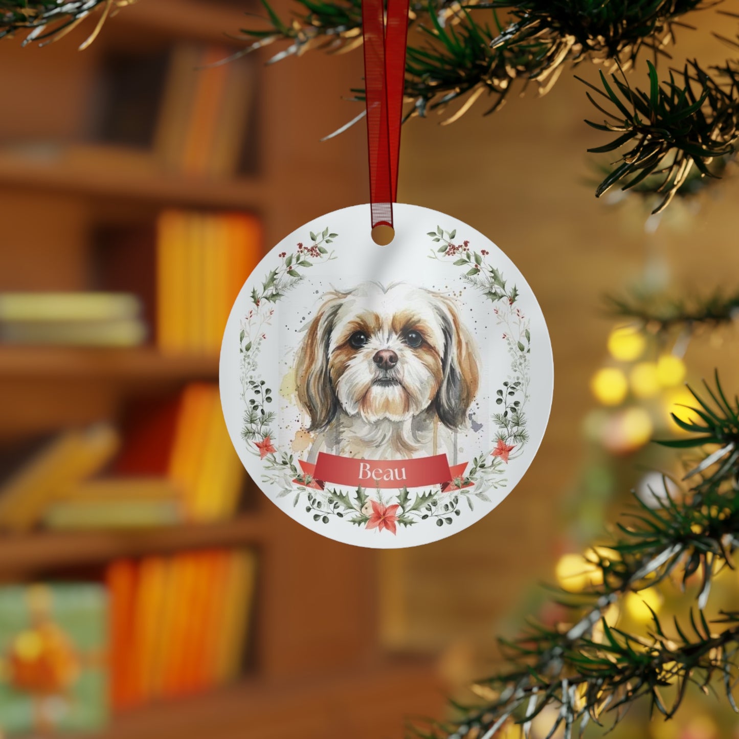 Personalized Pet Metal Ornament, Custom Holiday Keepsake, Dog Lover Gift, Festive Decoration 2025, Christmas Decor