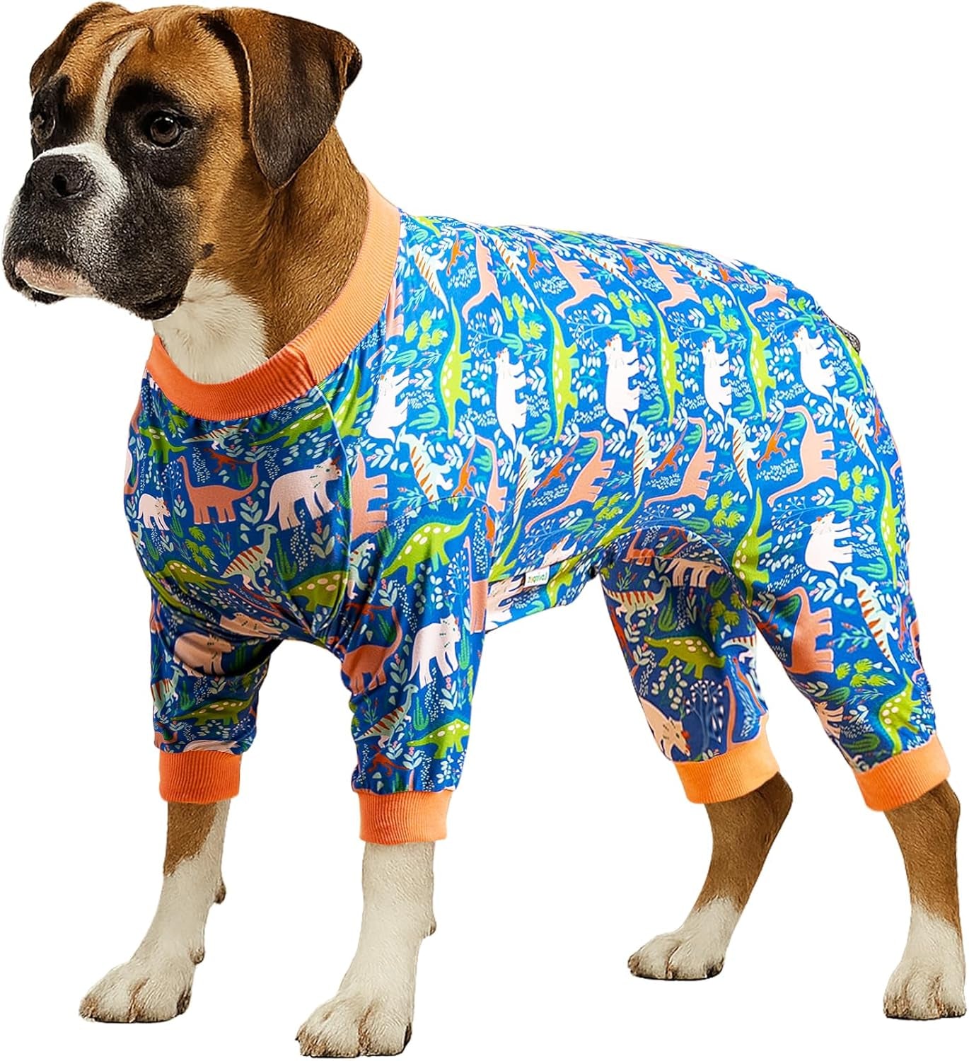 Pitbull Large Dog Clothes, Wound Care/Post Surgery Dog Clothes, Lost World Dinosaurs Print, UV Protection, Pet Anxiety Relief, Large Dog Onesies, Pet Pj'S/L