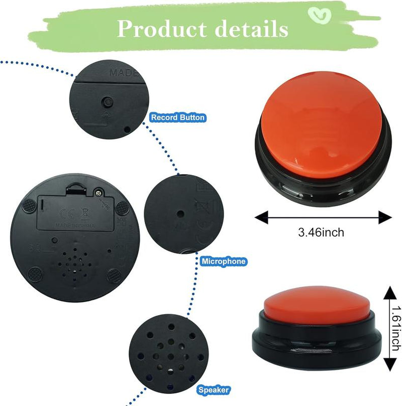 Set of 4 Dog Talking Buttons | Recordable Voice Buttons for Pets | Communication Buttons for Dog Training | Easy to Use | Starter Set for Dogs & Cats | Fun Learning Tool