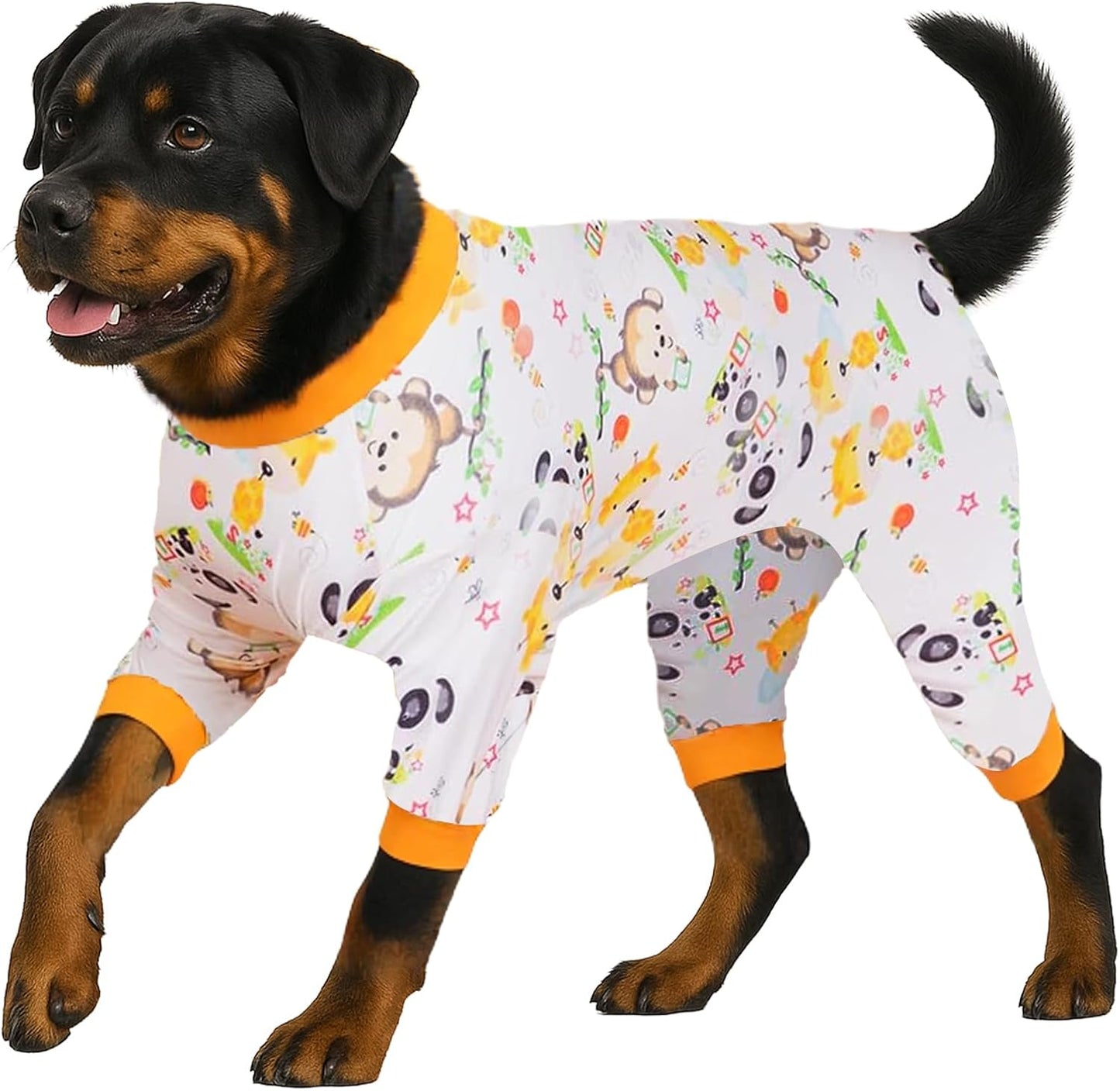 Pitbull Large Dog Clothes, Wound Care/Post Surgery Dog Clothes, Lost World Dinosaurs Print, UV Protection, Pet Anxiety Relief, Large Dog Onesies, Pet Pj'S/L