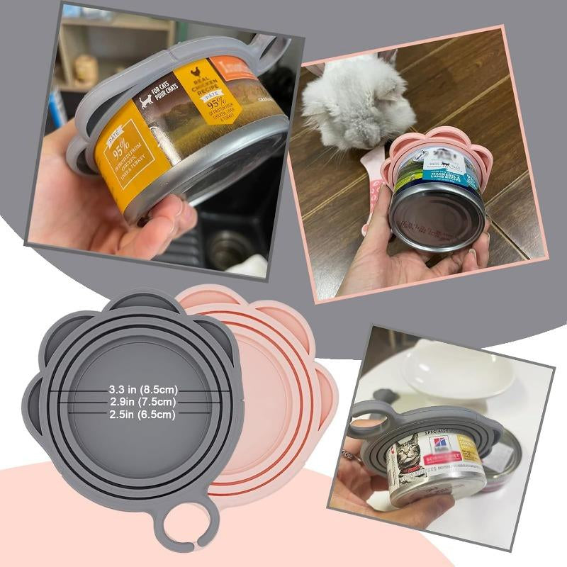 4PCS Pet Food Can Lid/Cat Paw Spoon Dog Universal Silicone Reusable Cap Silicone Material Cat Paw Can Opener Freshness Sealing Lid Can Be Washed