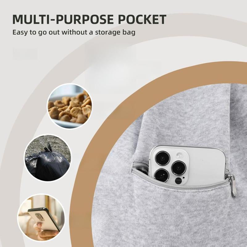 Adjustable Dog Carrier Sling - Hand-Free Dog Carriers for Small Dogs and Cats, Puppy Sling Carrier with Zipper Purse Pocket, Travel Safety Harness, Puppy Essentials (Gray)