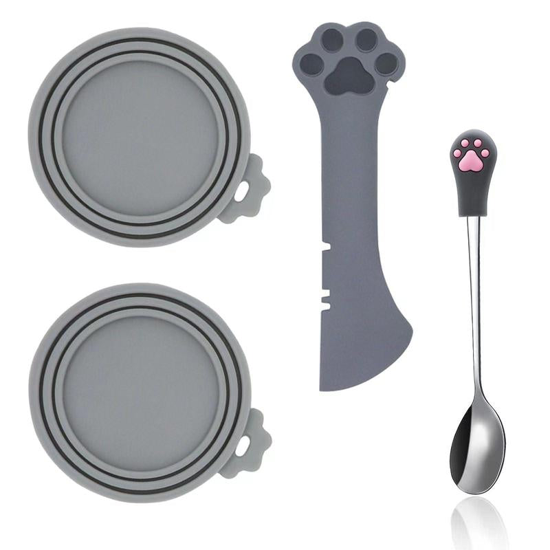 4PCS Pet Food Can Lid/Cat Paw Spoon Dog Universal Silicone Reusable Cap Silicone Material Cat Paw Can Opener Freshness Sealing Lid Can Be Washed