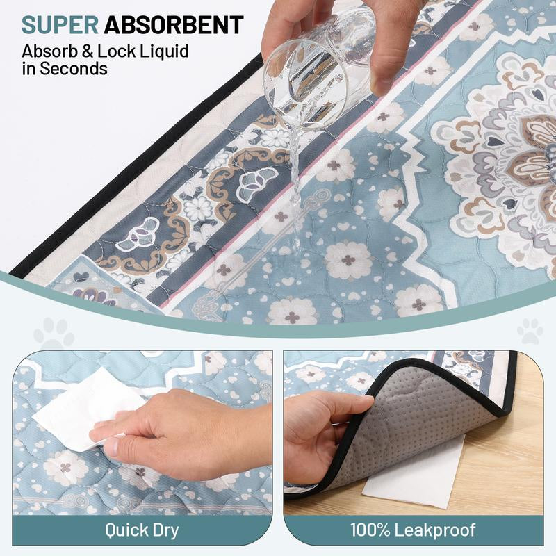 Washable Dog Pee Pads - Soft Stitched, High Absorb (Leakproof, Quick-Dry), Non-Slip Reusable - 24"X18" to 71"X71" for Multi-Scene Use